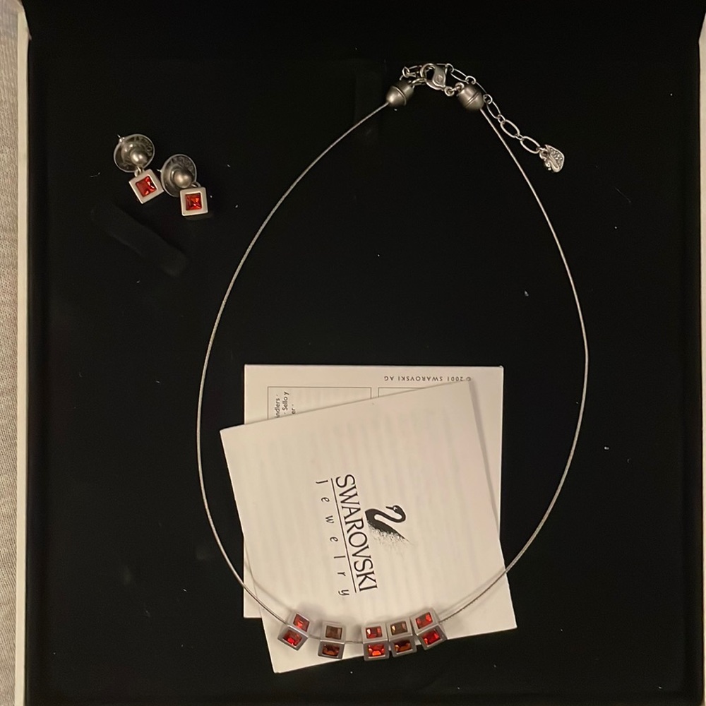 Swarovski necklace and earrings - orange stones